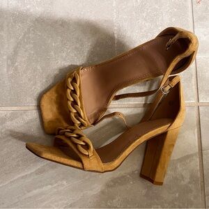 Tan Block Heel Sandals